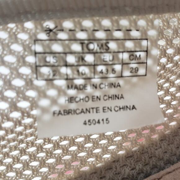 Toms Slip-On Shoes Women 12 Alpargata Espadrille Mesh Suede Comfort Cream - Picture 12 of 13